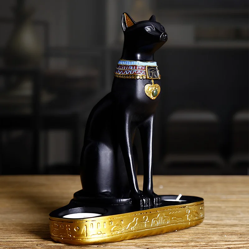 Egyptský Mačka Figúrka Socha Retro Dekorácie Mačka Bohyne Lykových Socha Domov, Záhradné Dekorácie, Remeselné Domov Figúrka Obrázok 4
