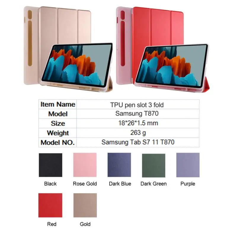 Pre Samsung Galaxy Tab S7/S8 Prípade Tenké Magnetické puzdro Smart Cover S Ceruzkou Zásobník Auto Wake UP Funda Pre Galaxy Tab S7 S8 Plus S7 S8 Obrázok 4