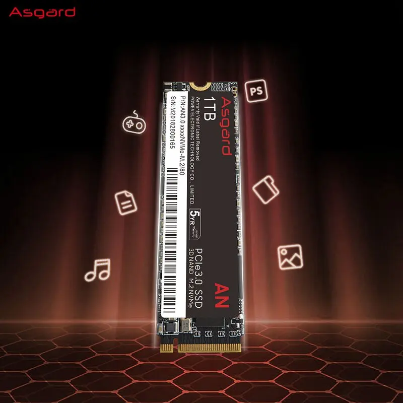 Asgard AN3.0 M. 2 SSD PCIe3.0 NVME 512 gb diskom 1 TB (Solid State Drive) 2280 Interný Pevný Disk HDD pre Notebook Obrázok 5