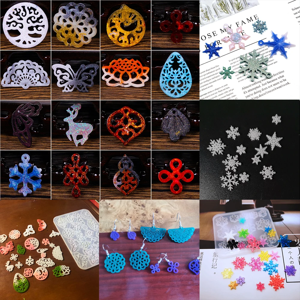 1pcs Snowflake Motýľ List Silikónové Odlievacie Formy Vianočné Dekorácie Epoxidové Živice Formy Pre KUTILOV, Prívesky, Šperky, Takže Obrázok 2