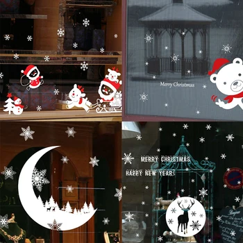 Veselé Vianoce Samolepky na Stenu Santa Claus Sklo, PVC Samolepky Moon Star Vytlačené Nový Rok Doma Vianočné Dekorácie, nástenné Maľby 25x35cm