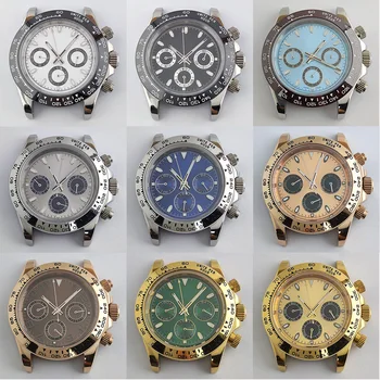japonský chronograf hodinky VK63 quartz 39 MM z nehrdzavejúcej ocele caseluminous panda dial sledovať príslušenstvo diely 1