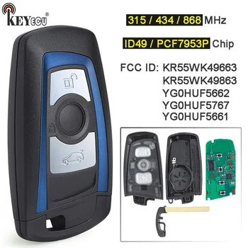 KEYECU 315/434/868MHz PCF7953 Čip CAS4+/FEM 3 Tlačidlo Keyless-Go Smart Remote príveskom pre BMW 1 2 3 4 5 6 7 Série X3 M2 Modrá 1