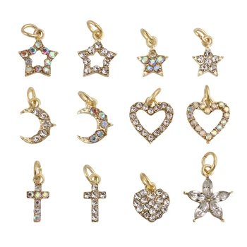 10Pc Visí Nechtov Kamienkami Luxusné Diamantové Nail Art Dekorácie,Mesiac/Star/Cross/Srdce Dizajn, 3D Nail Charms Drahokamy 1