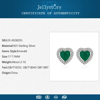 Jellystory náušnice 925 sterling silver šperky s 11*11 mm srdce tvar emerald drahokam stud náušnice pre ženy, svadobné party 2