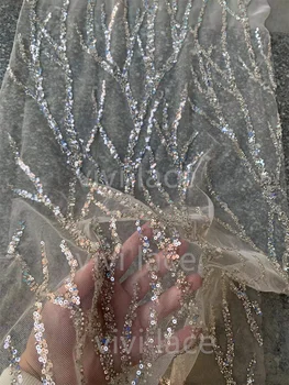 Svadobné Svadobné Krásne Svieti Sequin Luxusný 5 Metrov Londýne USA Couture Oka Tylu Textílie Pre Pílenie Šaty/Strana Príležitosti