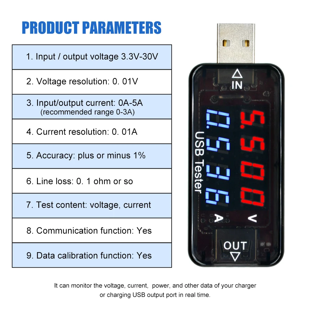 3.3 V-30V USB, LCD Digitálny Prúd Napätie Tester Napätia Prúd Napätie Zistiť Kapacita Nabíjačky Tester Meter Mobile Napájania Detektora Obrázok 1