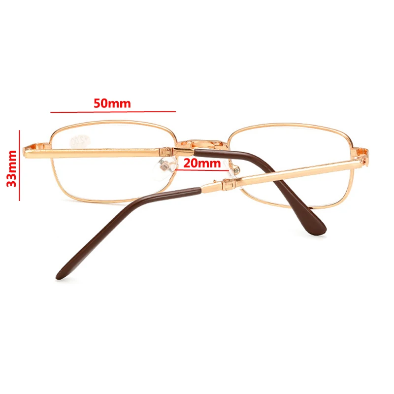 Móda Kovový Rám Skladacie Okuliare na Čítanie High-grade Presbyopia Okuliare S puzdrom Diopter +1.0 +1.5 +2.0 +2.5 +3.0 +3.5 4.0 Obrázok 4