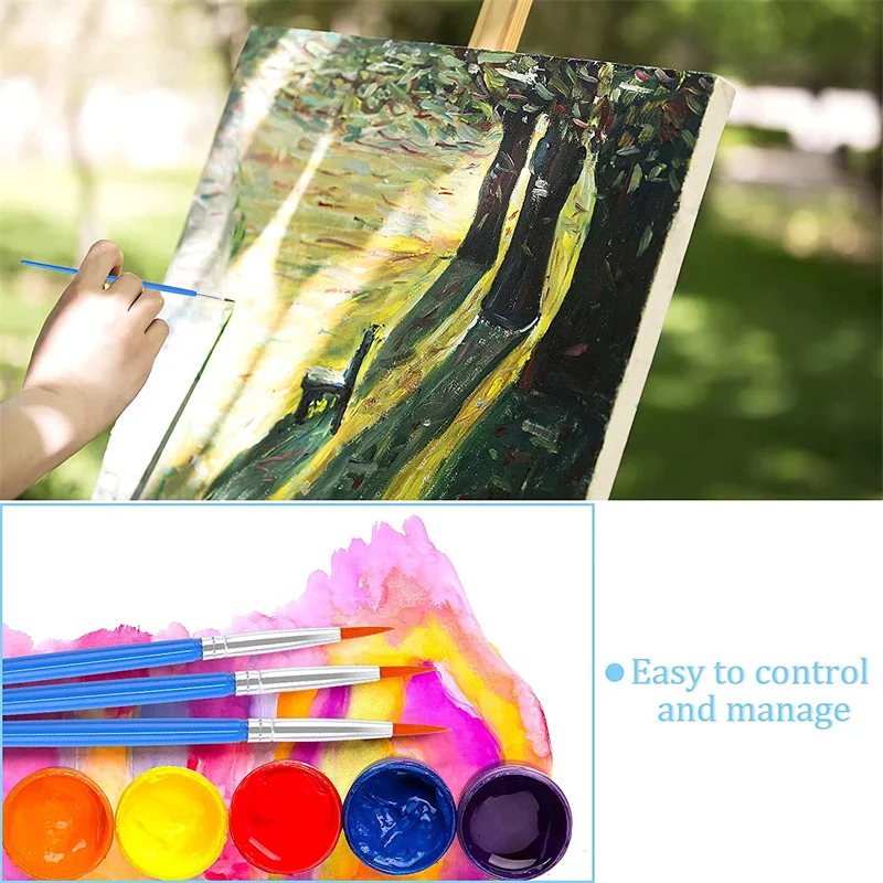 20Pcs Kolo Farby, Štetce na Olej, Akryl Akvarel Nylon Vlasy Miniatúrne Detaily Jemné Tip Maľovanie Štetcom Obrázok 4