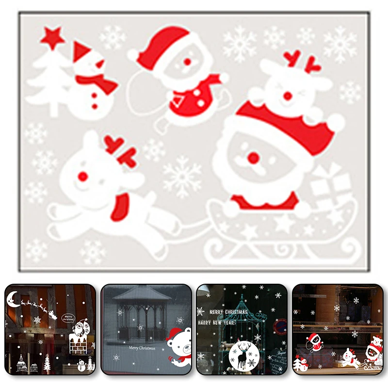 Veselé Vianoce Samolepky na Stenu Santa Claus Sklo, PVC Samolepky Moon Star Vytlačené Nový Rok Doma Vianočné Dekorácie, nástenné Maľby 25x35cm Obrázok 1