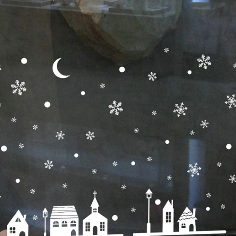 Veselé Vianoce Samolepky na Stenu Santa Claus Sklo, PVC Samolepky Moon Star Vytlačené Nový Rok Doma Vianočné Dekorácie, nástenné Maľby 25x35cm Obrázok 2