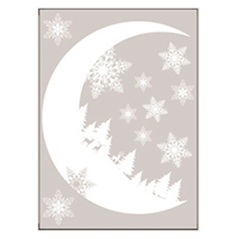 Veselé Vianoce Samolepky na Stenu Santa Claus Sklo, PVC Samolepky Moon Star Vytlačené Nový Rok Doma Vianočné Dekorácie, nástenné Maľby 25x35cm Obrázok 4
