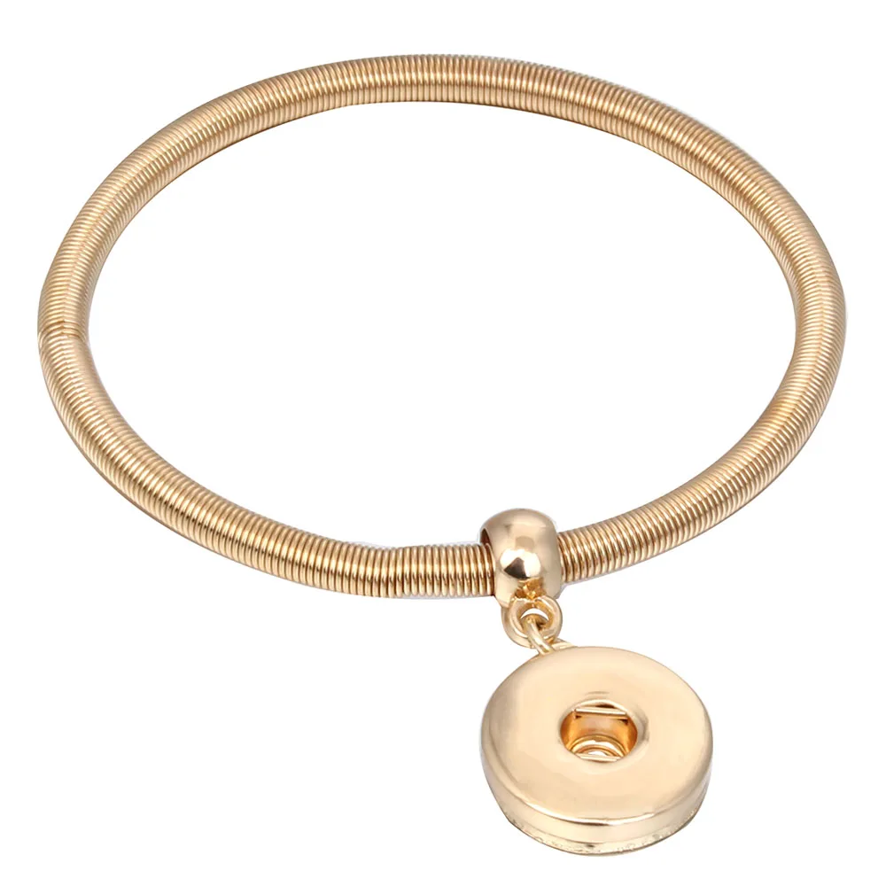 Nové Zlaté Strieborná Farba Snap Náramok Pre Ženy Fit DIY 18 mm Modul Šperky Elastický Modul Tlačidiel Náramok Šperky Obrázok 2