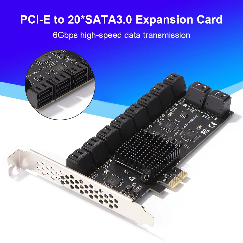 20 Port SA3112J PCIE Adaptér 20 Port PCI-Express X1 na SATA 3.0 Radič Rozširujúca Karta 6Gbps Vysokej Rýchlosti pre Stolné PC Obrázok 1