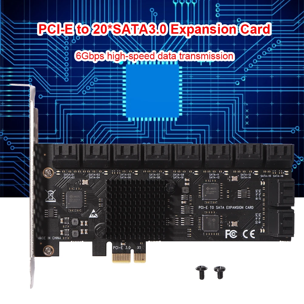 20 Port SA3112J PCIE Adaptér 20 Port PCI-Express X1 na SATA 3.0 Radič Rozširujúca Karta 6Gbps Vysokej Rýchlosti pre Stolné PC Obrázok 2