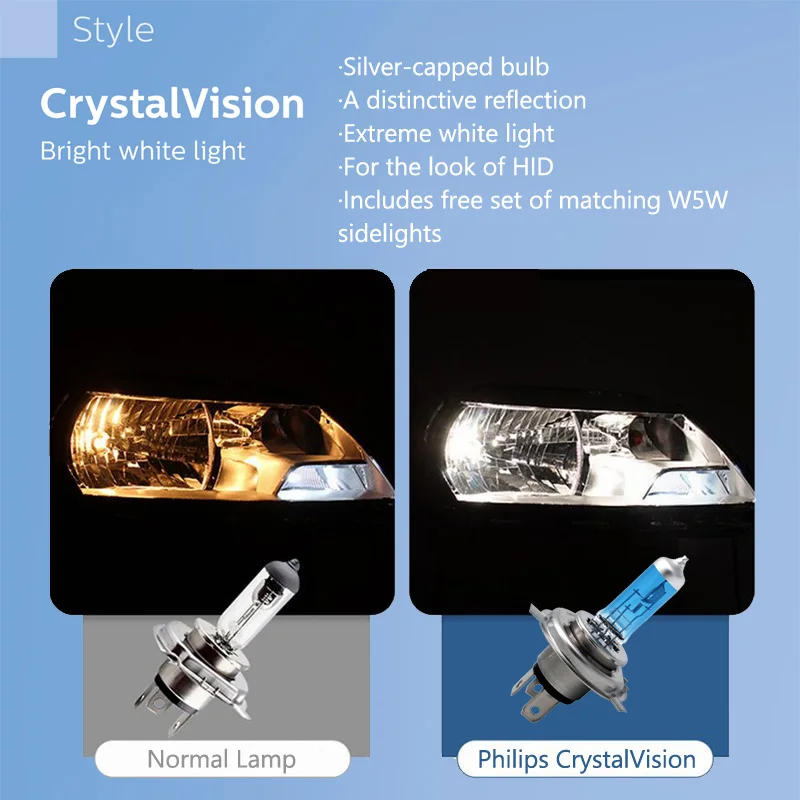 Philips Crystal Vision 9006 HB4 12V 60W P22d 9006CVSM 4300K Jasné Biele Auto Halogénové predné svetlo do Hmly Svetelný Lúč (Twin Pack) Obrázok 3