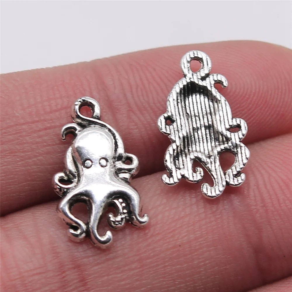 WYSIWYG 10pcs Charms Octopus 10x18mm Antique Silver Farba Prívesok Octopus zobrazili kľúčové tlačidlá Pre Šperky Robiť Šperky Zistenia Obrázok 1