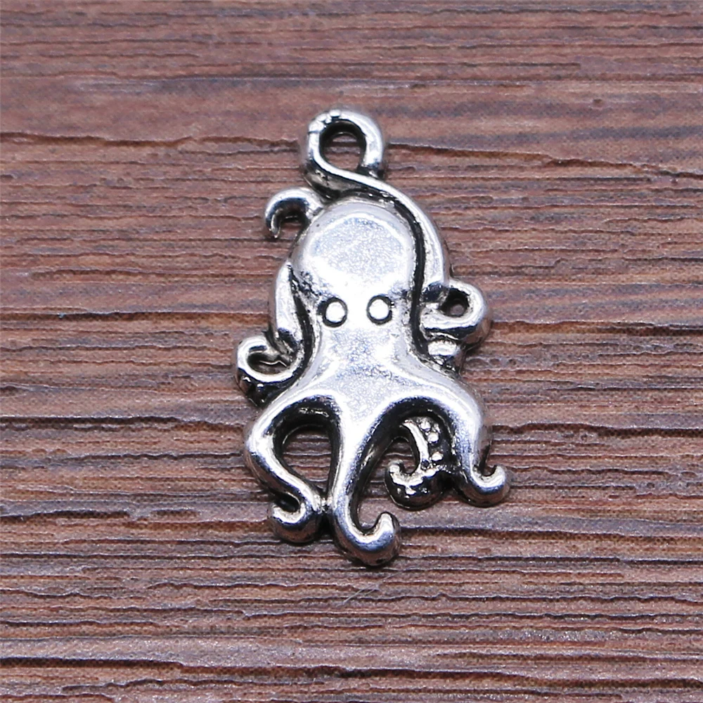 WYSIWYG 10pcs Charms Octopus 10x18mm Antique Silver Farba Prívesok Octopus zobrazili kľúčové tlačidlá Pre Šperky Robiť Šperky Zistenia Obrázok 2
