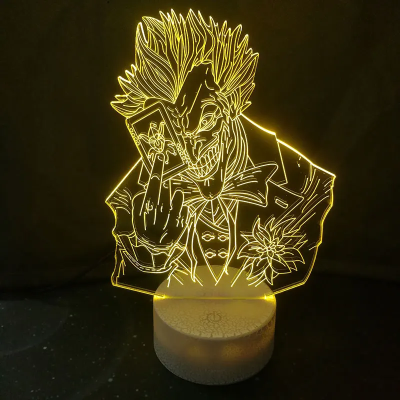 Joker Obrázok 3D stolná Lampa Dieťa LED Dotykový 7 Farby Nočné Svetlo Domova na Vianoce Deti Darček Obrázok 2